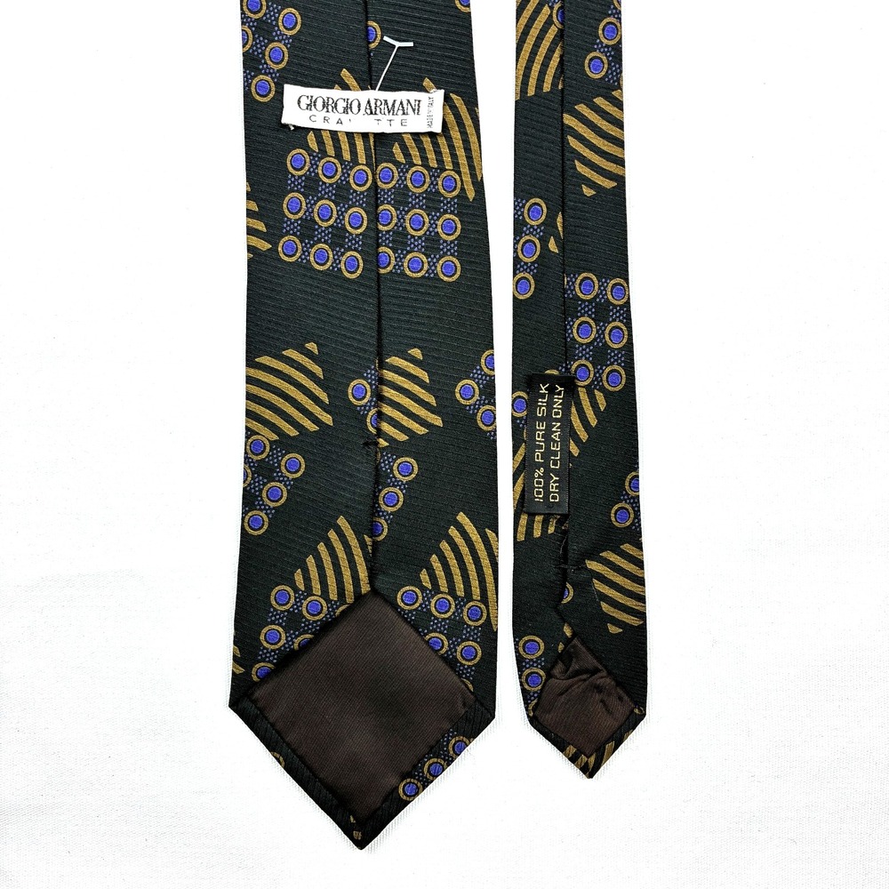 Giorgio Armani Silk Tie Cravatte Abstract Art Print Black Gold Made in Italy - Picture 5 of 8
